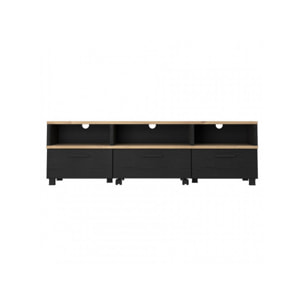 Meuble TV avec table basse intégré sur roulettes - 2 coloris - LAKE