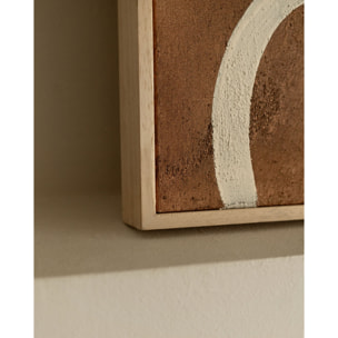 Tableau marron et blanc décoratif sur coton avec cadre en bois peint à la main à la peinture à l'huile en différentes tailles