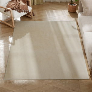 Alfombra Salón 120x160 cm Alfombra Lavable en Lavadora Pelo Largo Suave Estilo Moderno Tapete para Sala de Estar Dormitorio Comedor Blanco Crema