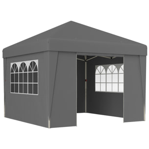 Tonnelle barnum pop-up pliant 2,98L x 2,98l x 2,75H m sacs de lestage et transport inclus anthracite