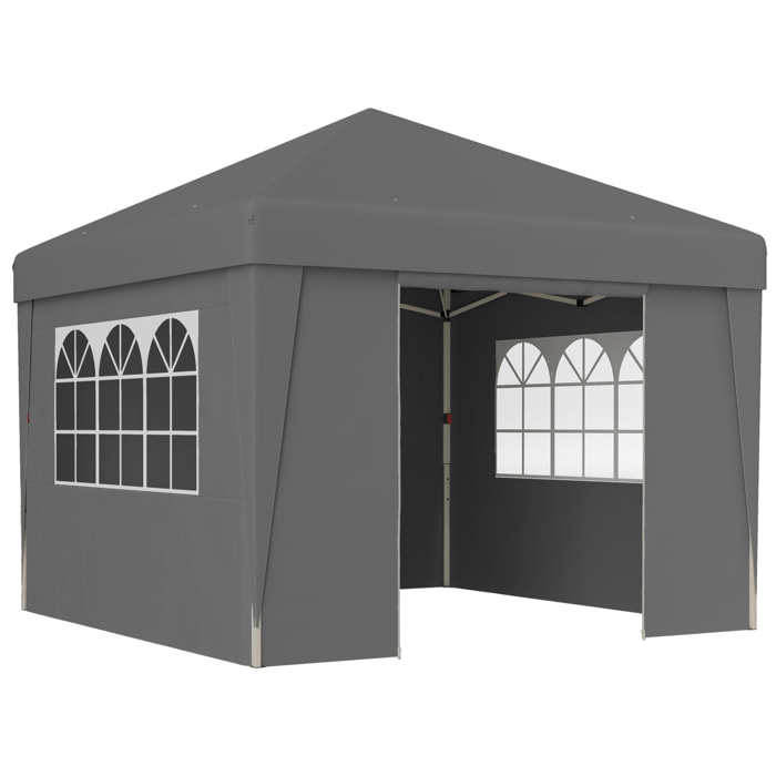 Tonnelle barnum pop-up pliant 2,98L x 2,98l x 2,75H m sacs de lestage et transport inclus anthracite