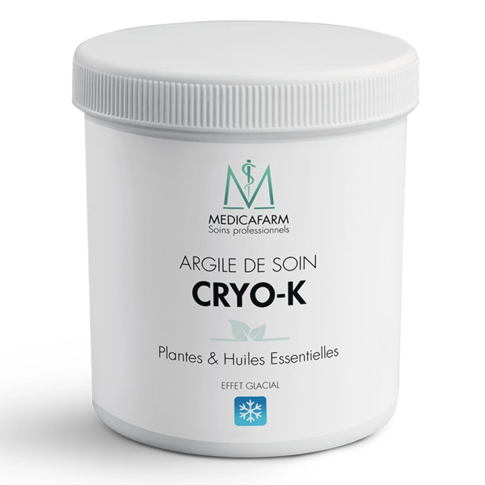 MEDICAFARM - Argile de soin CRYO-K - Aux plantes et huiles essentielles - Effet glacial - Aide à soulager les douleurs et améliorer confort circulatoire - Pot 250 g