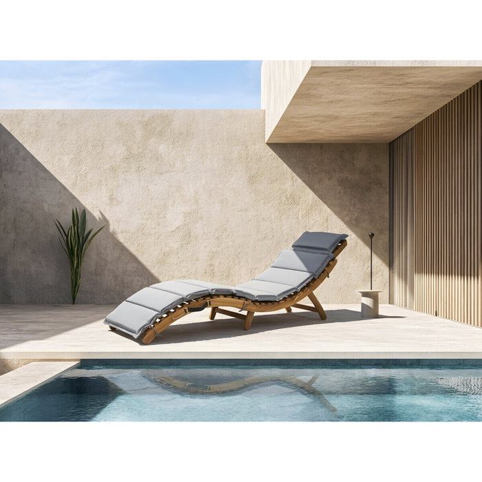 Bain de soleil en bois avec coussins inclus "Jakarta" - Gris