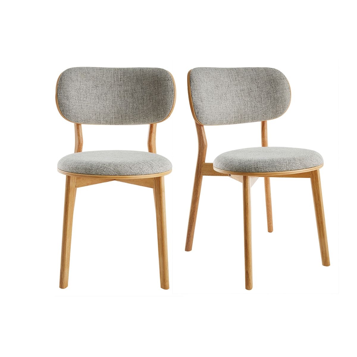 Chaises scandinaves en tissu gris clair et bois clair massif (lot de 2) FAUVETTE