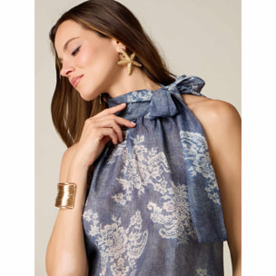 Oltre - Top con fiocco da annodare - Blu