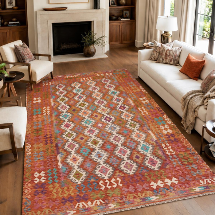 Tapis kilim, motif ethnique authentique, tissé en laine, UDON