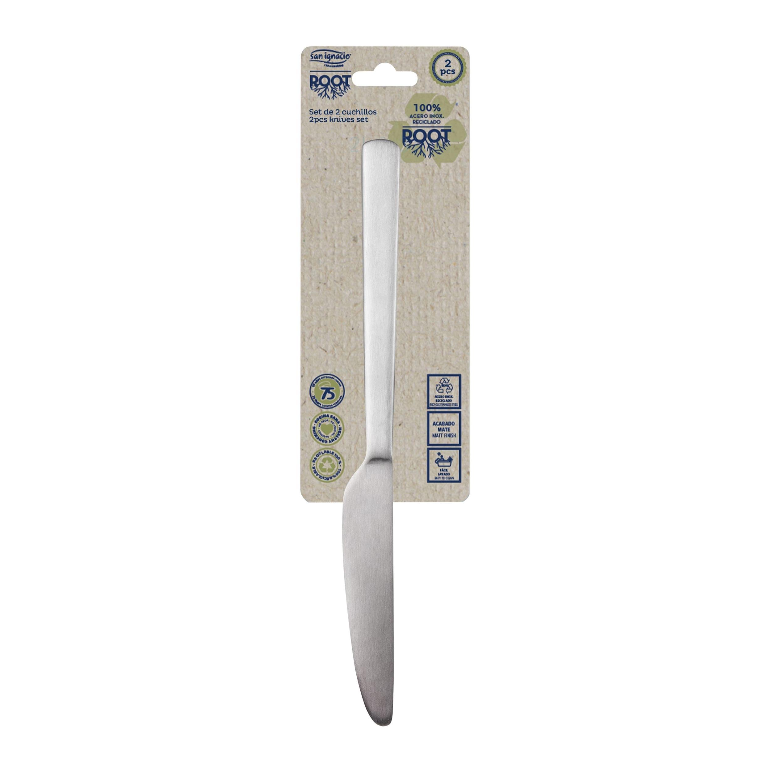 Set 2pc cuchillo acero inox reciclado mate root