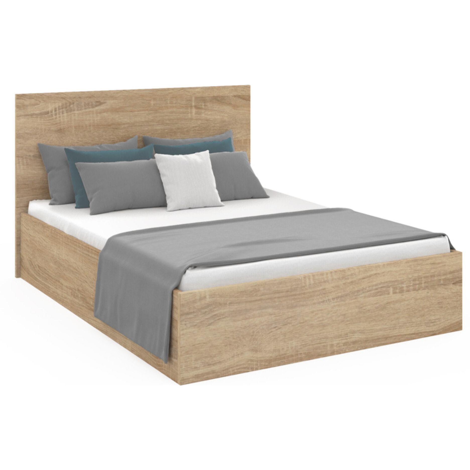 Lits coffre Sicilia avec sommier et tête de lit effet bois - Bois