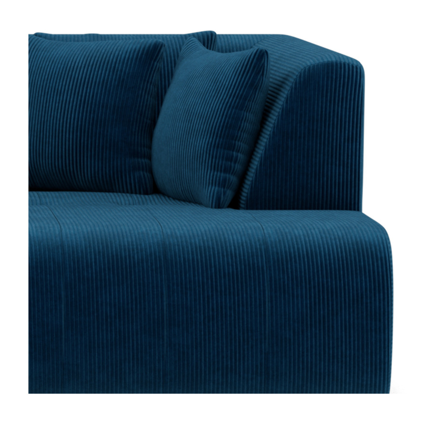 Onyx - canapé droit 4 places avec double méridienne - assise profonde - en velours côtelé - Bleu