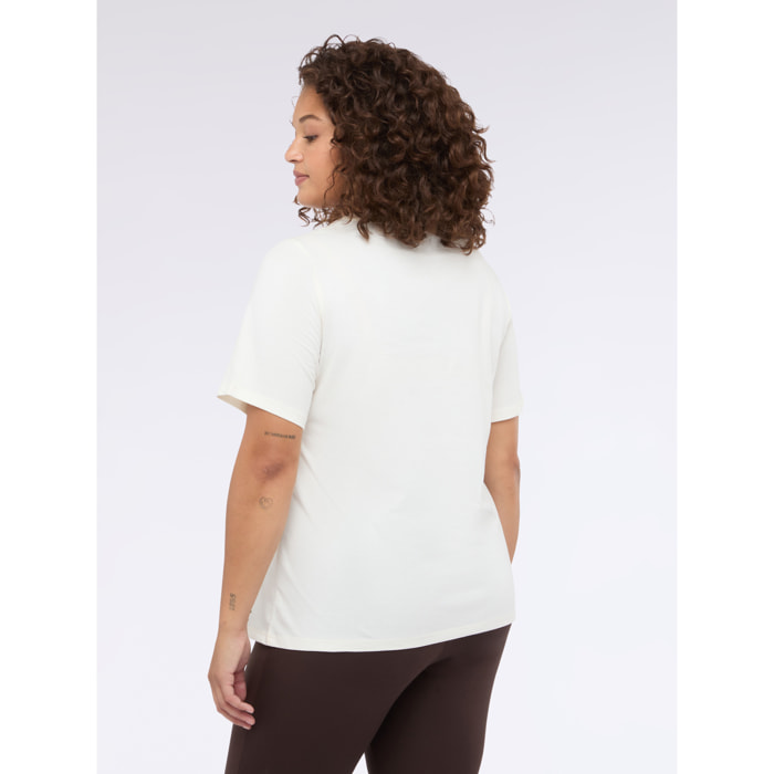 Fiorella Rubino - T-shirt in jersey con borchiette - Bianco