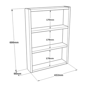 Mensola Dalbier, Scaffale, Ripiano a muro, Scaffalatura multiuso, 43x9h60 cm, Antracite