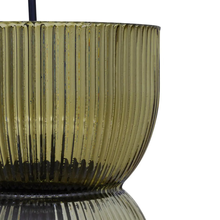 Suspension verre "Ancel" vert D14cm