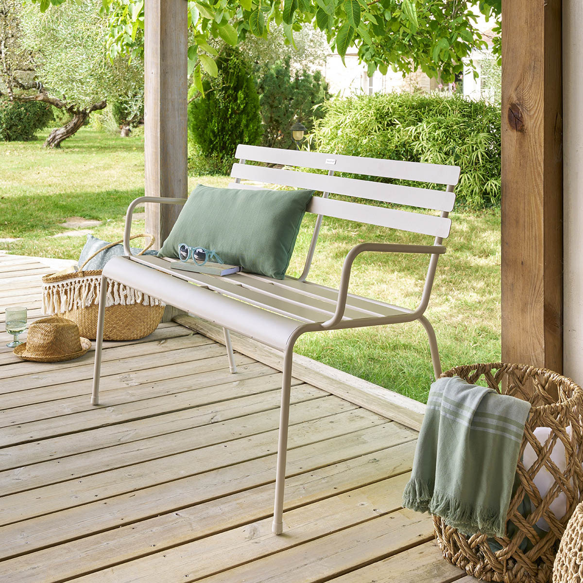 Banc de jardin Greensboro argile 2 places blanc