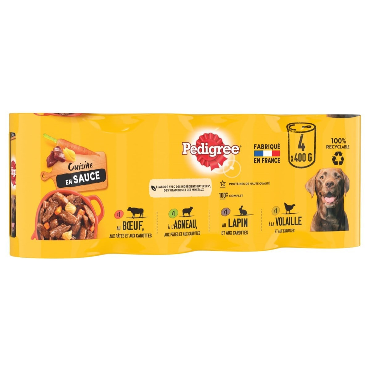 PEDIGREE 12 Boîtes en sauce 4 variétés pâtée pour chien 400g (3x4)