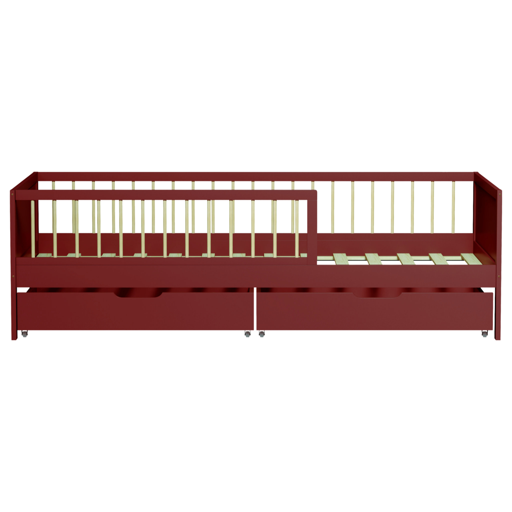 Lit pour enfant 190x90cm terracotta avec tiroirs ADAM