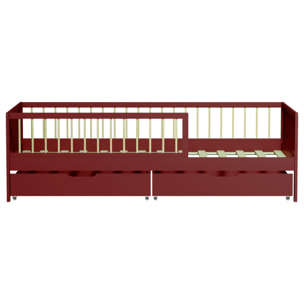 Lit pour enfant 190x90cm terracotta avec tiroirs ADAM