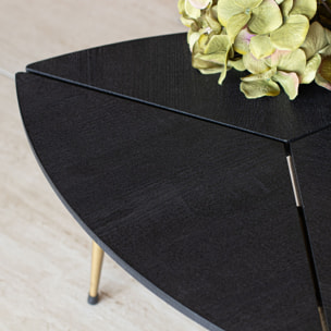 Lot de 2 tables gigognes finition bois et pieds en métal doré SAKURA