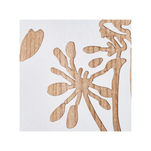 Gravure florale en bois blanc 60x80 cm - EDEN 484