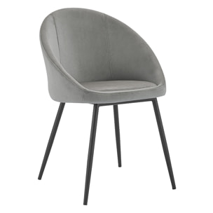 Lot de 2 chaises vintage DIANE velours gris