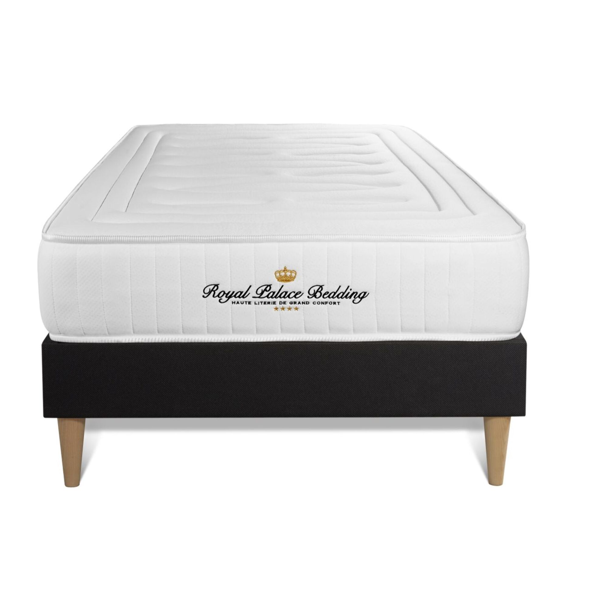 Ensemble - Matelas Mémoire de forme 20cm d'épaisseur - 3 zones de confort - Confort ferme - Sommier tapissier monobloc - 1 place