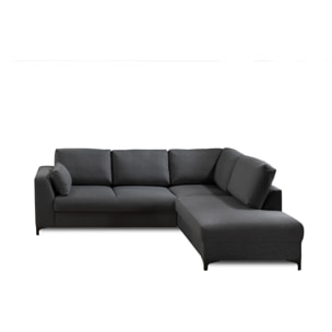 Tala - canapé d'angle droit - convertible - 5 places - en tissu - Gris foncé