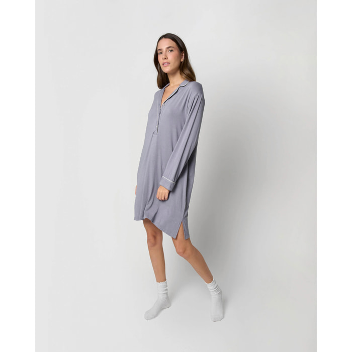 Camisón camisero viscosa punto azul índigo