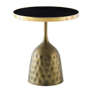 Tavolino con top in ceramica effetto marmo nero e struttura in rame - Mason