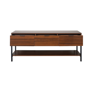 Meuble TV décor noyer 3 tiroirs 130cm WALNUT