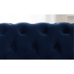 William - canapé Chesterfield d'angle droit - 4 places - en velours - Bleu nuit