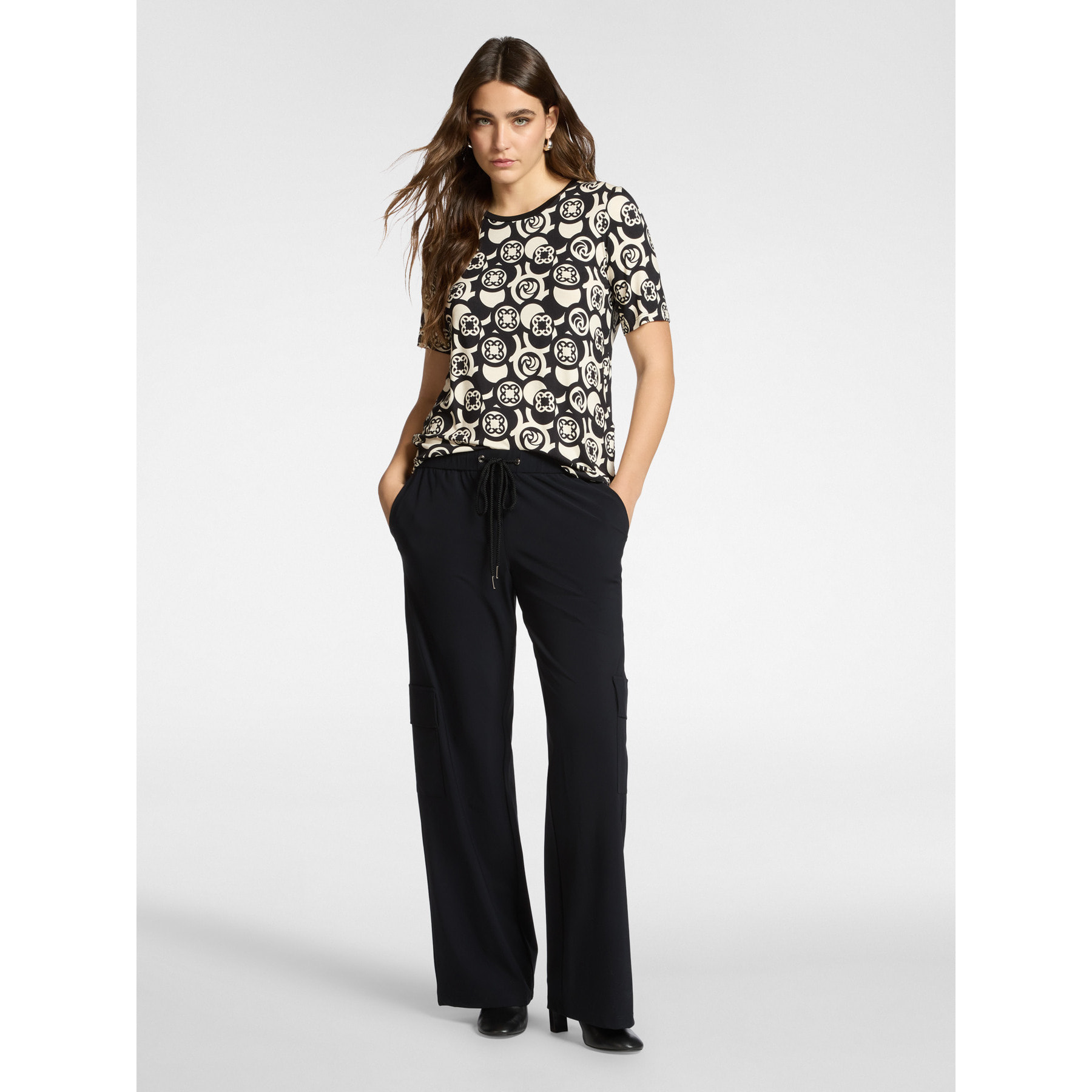Elena Mirò - Camiseta estampada en viscosa - Negro