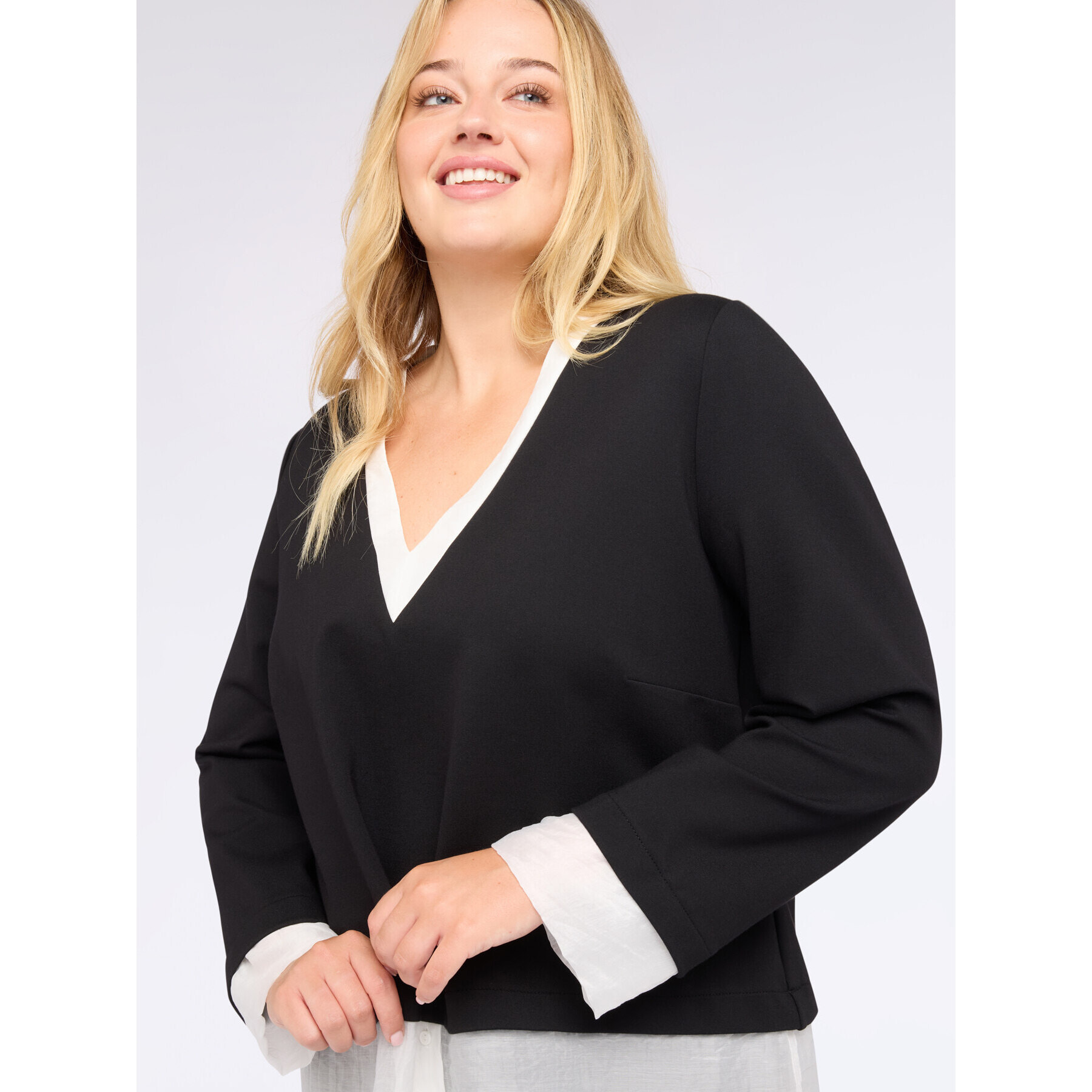 Fiorella Rubino - Camicia con felpa in jersey integrata - Nero