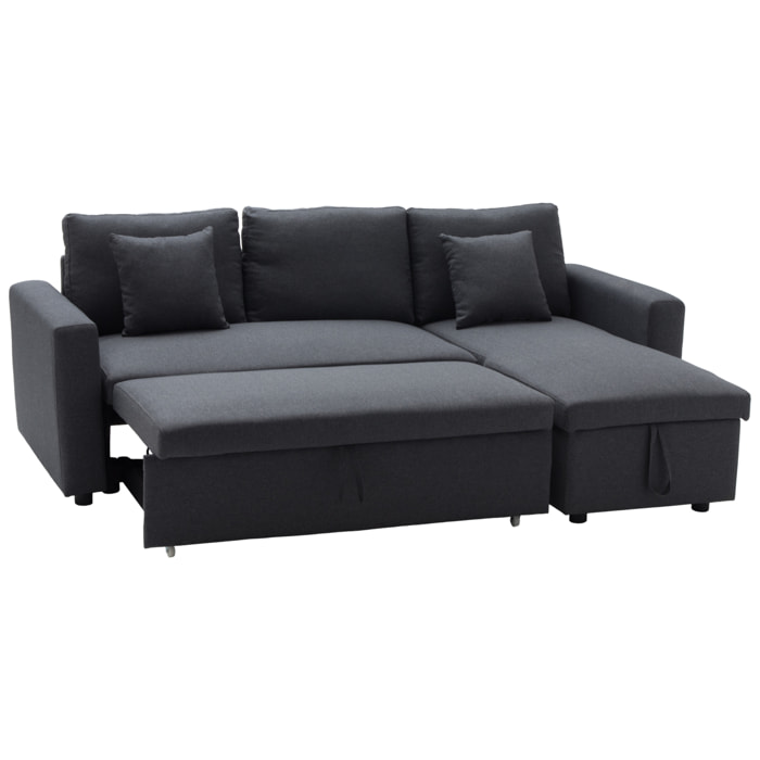 Canapé d'angle convertible CLARK 3 places gris chiné
