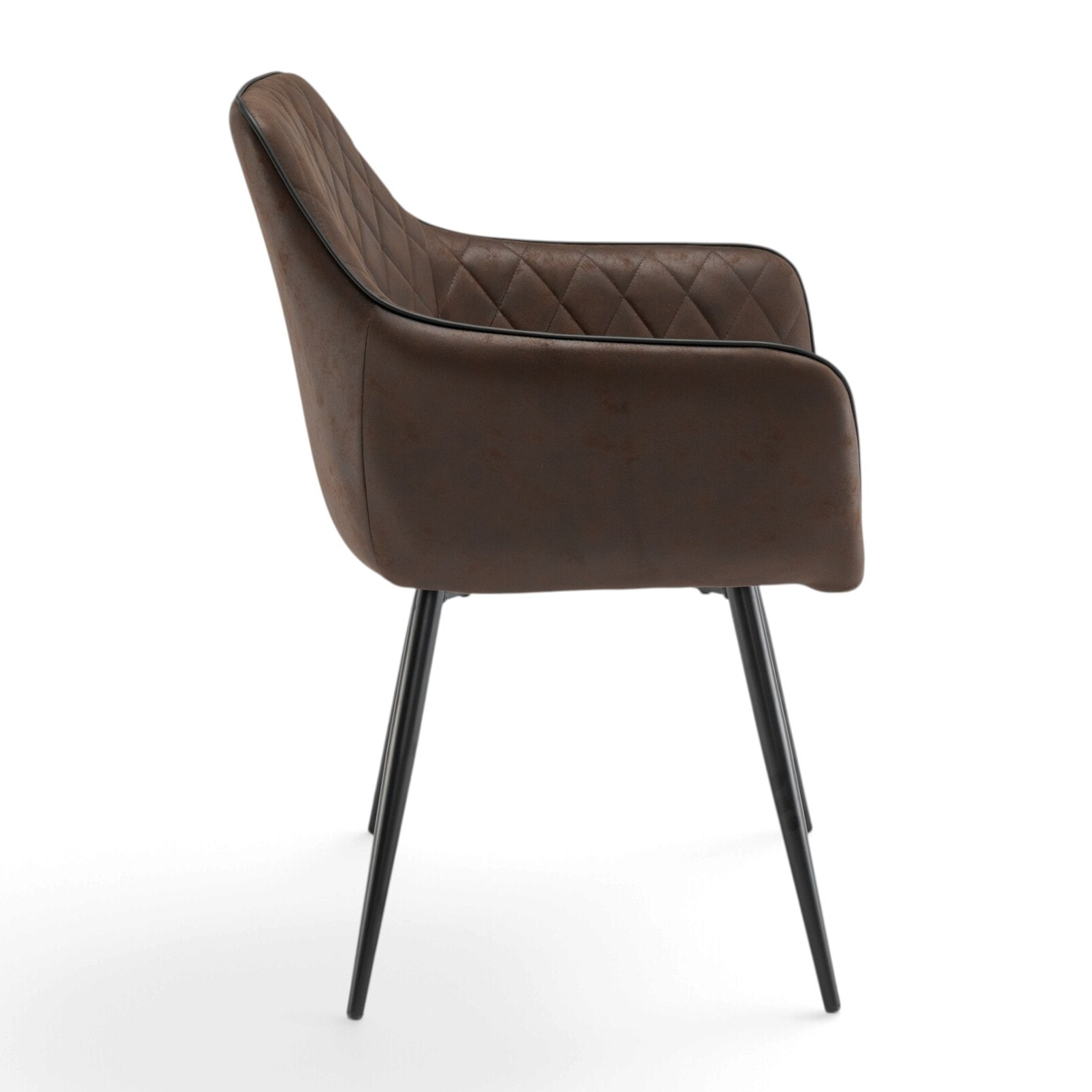 Set di 2 poltroncine LEON in similpelle marrone e gambe nere
