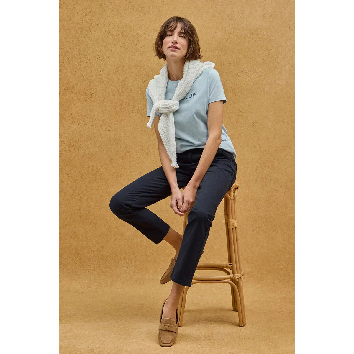 Camiseta azul claro de corte slim con bordado Established 2012 Polo Club