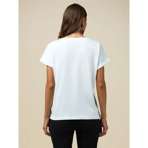 Oltre - T-shirt con stampa e applicazioni - Bianco