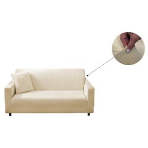 Copridivano 2 Posti Elasticizzato In Tinta Unita Per Divani Lineari e Componibili Modello Perfetto Panna