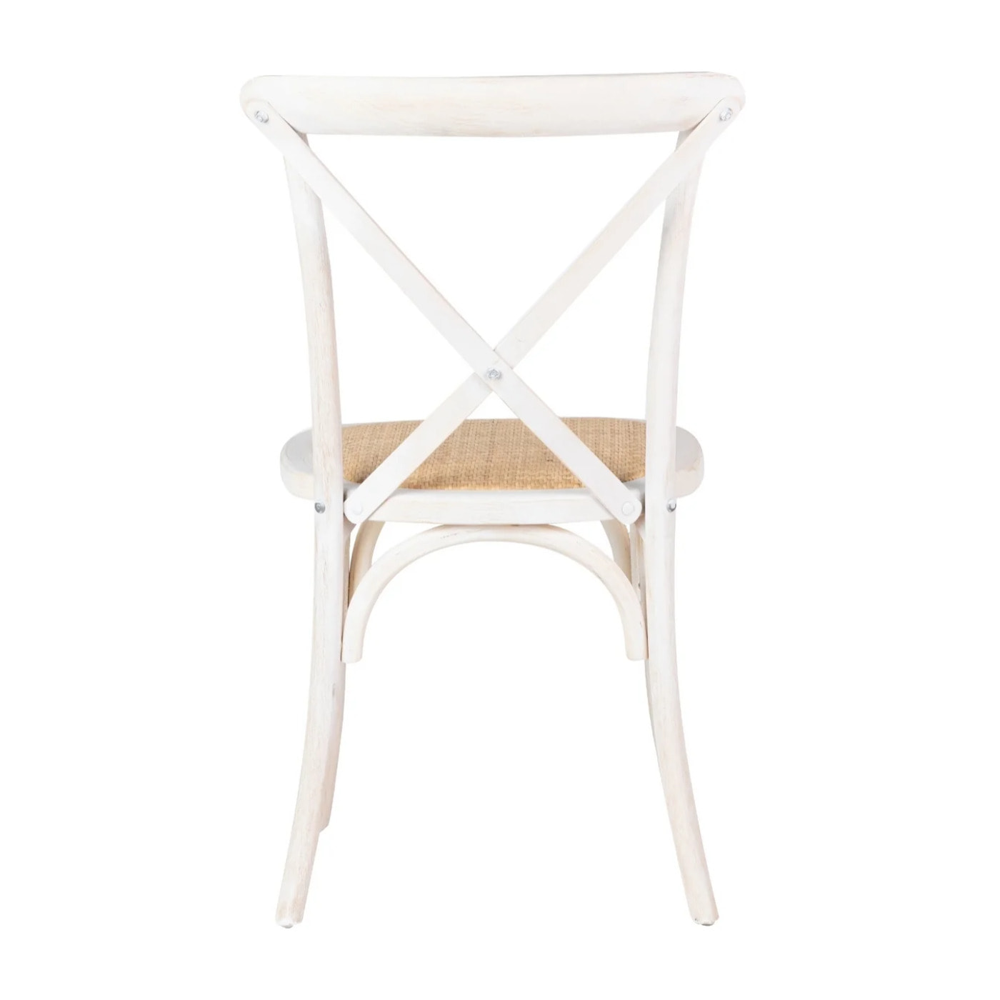 Silla Apilable Ratan Madera Blanca 44x42x88 Cm