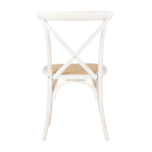 Silla Apilable Ratan Madera Blanca 44x42x88 Cm