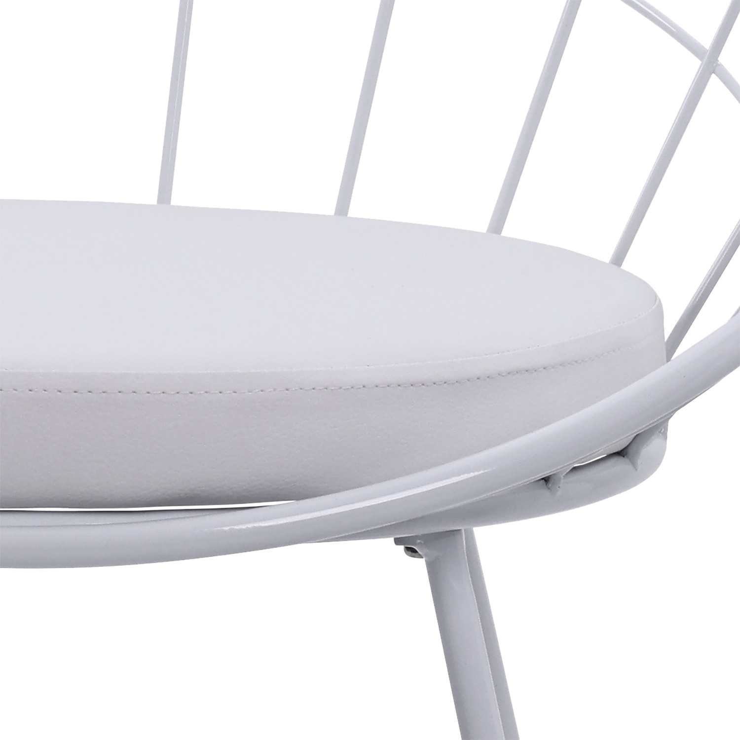 Lot de 2 tabourets de bar 65cm en métal blanc et coussin blanc ALEX
