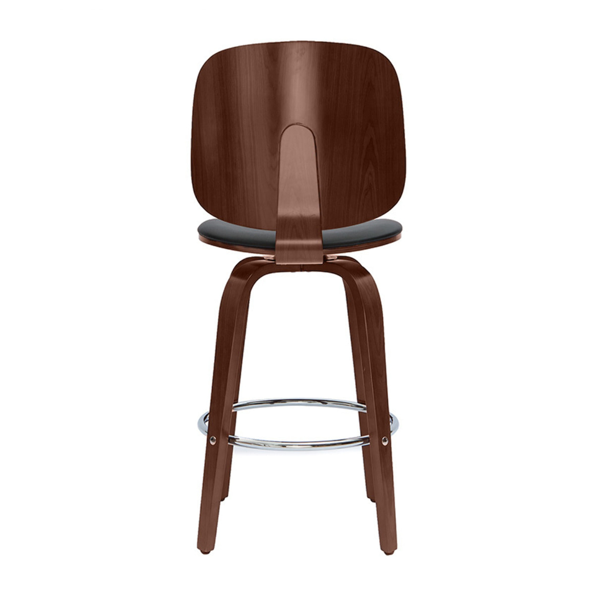 Tabourets de bar design pivotants noirs et noyer H66 cm (lot de 2) BECK