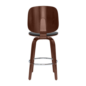 Tabourets de bar design pivotants noirs et noyer H66 cm (lot de 2) BECK