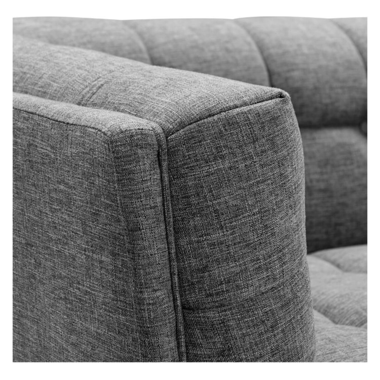 Canapé 3 places capitonné en tissu gris - Carmen
