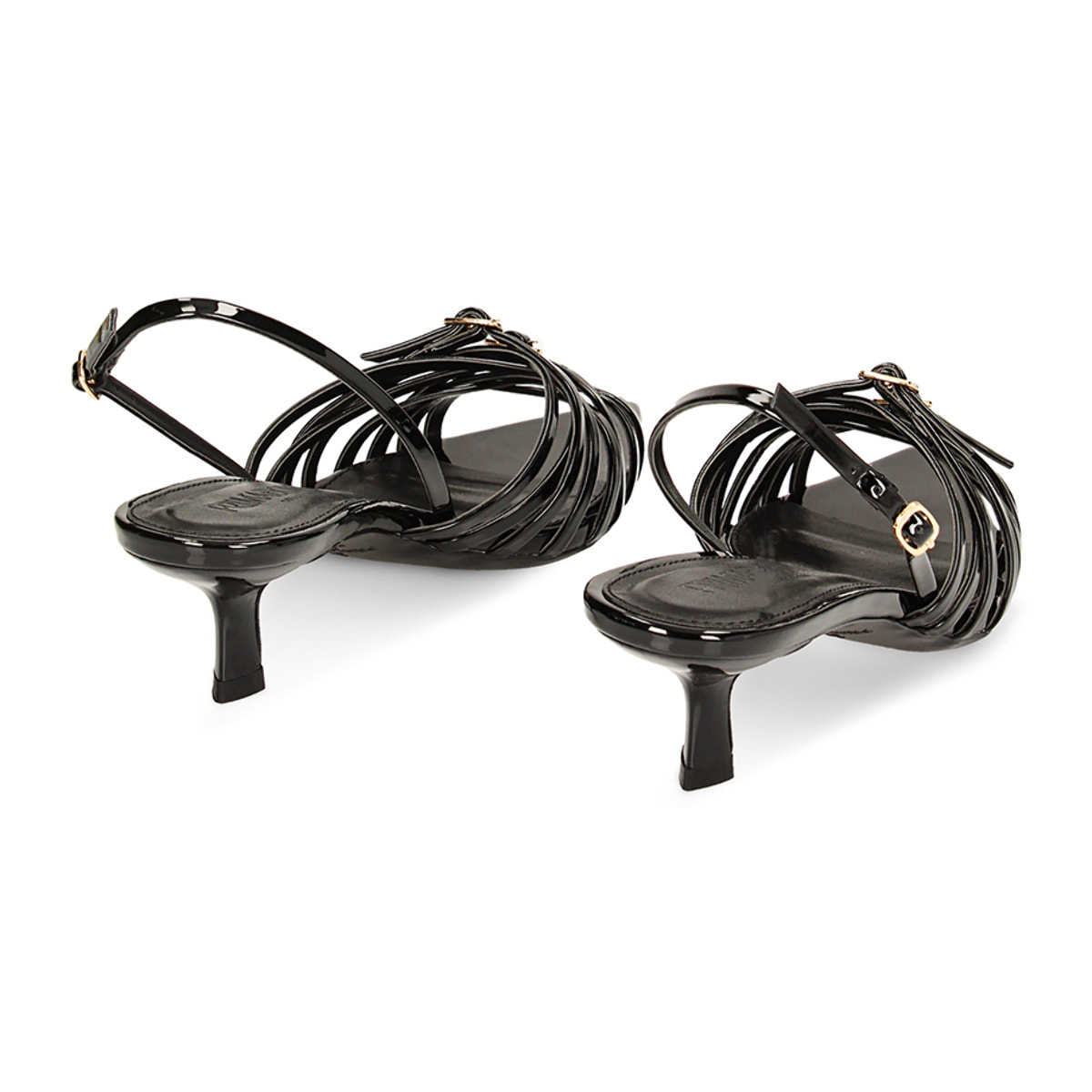 Sandali neri in vernice, tacco 4,8 cm