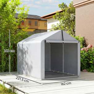 Carpa de Jardín Exterior para Herramientas, Bicicletas, 1,6x2,2x1,6 m, Cobertizo Exterior con Marco de Acero Galvanizado, Puerta Enrollable, Impermeable, Anti-UV, Garaje Portátil, Gris
