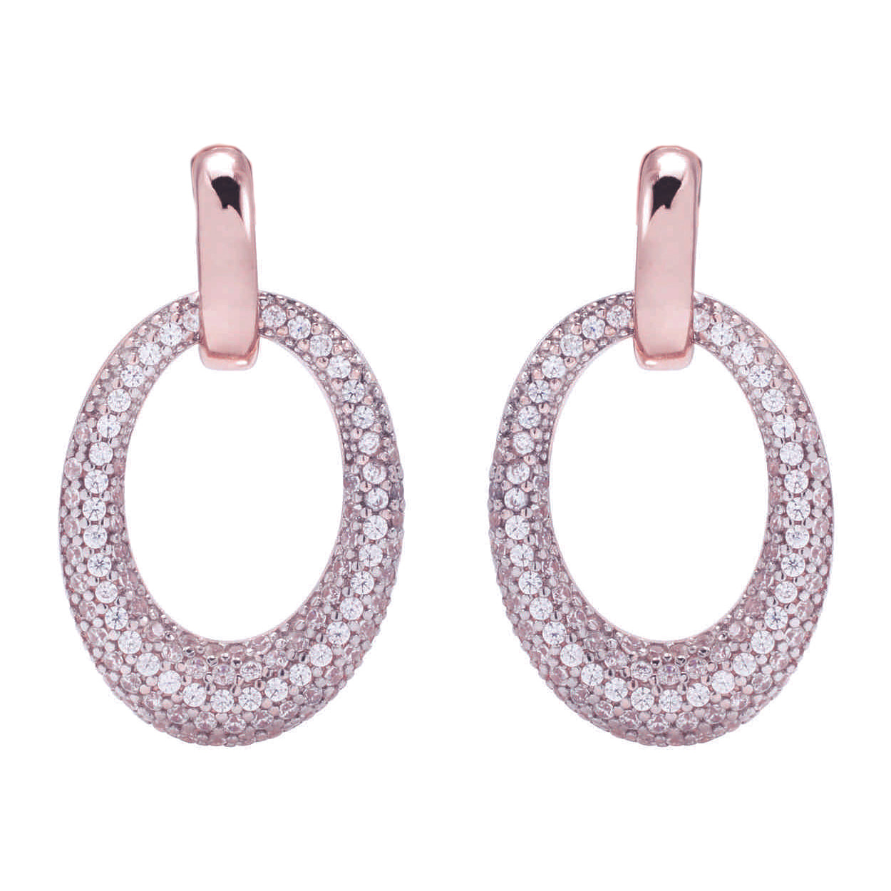Orecchini Pendenti Ovali Pavé in Cubic Zirconia