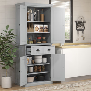 Buffet haut multi-rangement - 4 portes, grand tiroir - dim. 76L x 40l x 183H cm - gris