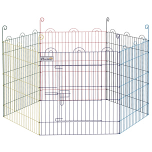 Parque Plegable para Mascotas Valla Metálica para Cachorros Conejos y Otras Mascotas de 6 Paneles para Interior y Exterior Ø120x60 cm Multicolor