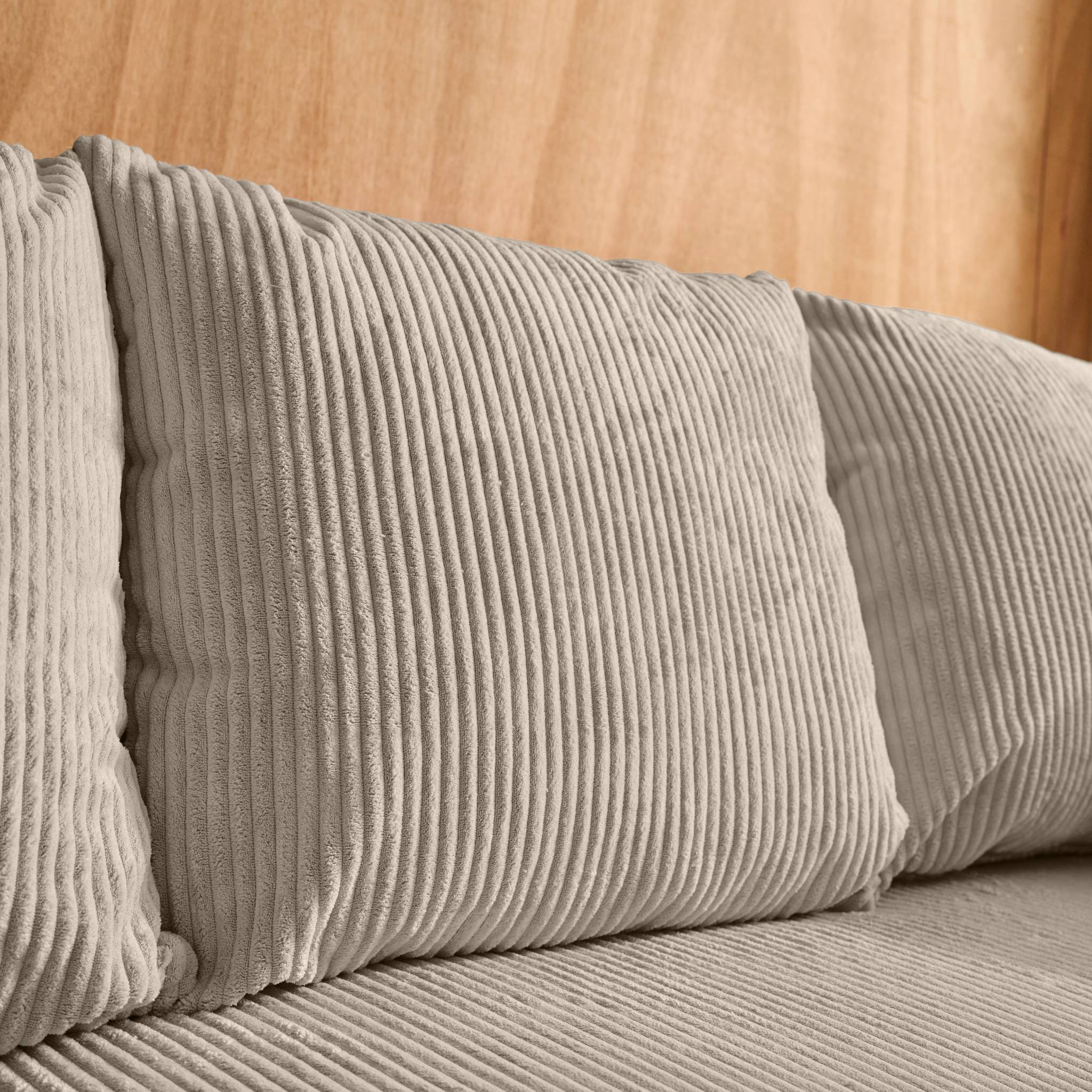 Canapé d'angle convertible réversible 3 places velours côtelé taupe avec coffre de rangement - Almo