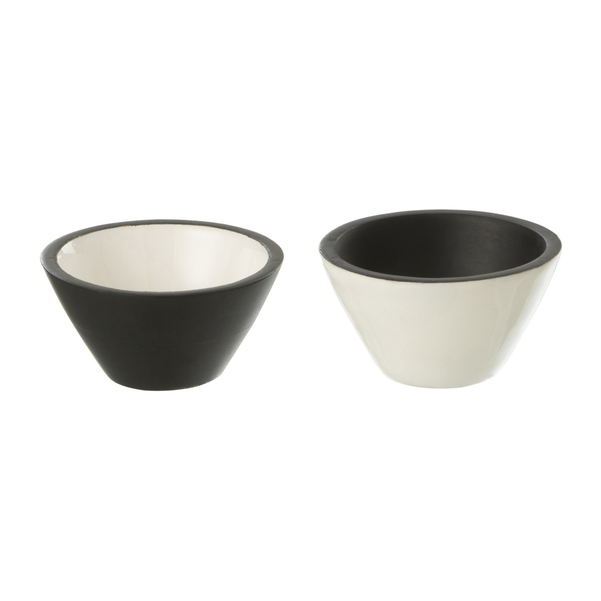 J-Line bol Vik - bois - noir/blanc - 2 pcs