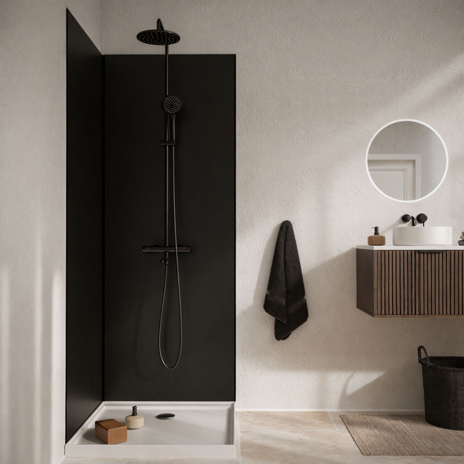 Pack 2 Panneaux Muraux en Aluminium Noir 90x210 cm + Profilés Noir - WALL'IT
